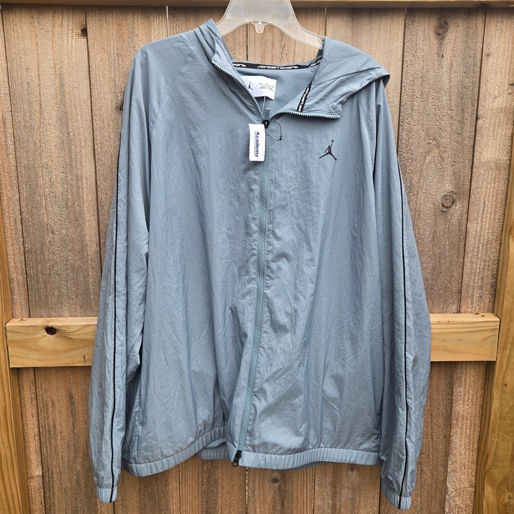 New Jordan Sport Men Full Zip Hooded Windbreaker Jacket Blue Grey DV9442-491 2XL